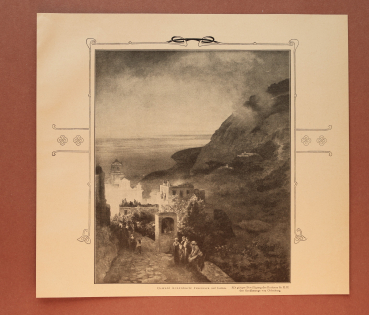 Kunst Druck Oswald Achenbach 1890-1900 Feuerwerk auf Ischia